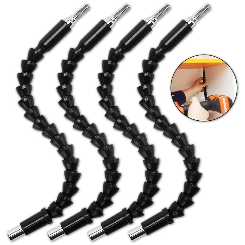 PRIDE&CRAFT 4Pcs Flexible Drill Bit Extension 11.6 Inch Flex Screwdriver