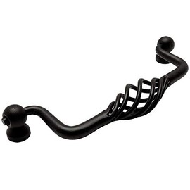 10 Pack - Cosmas 9993-128FB Flat Black Birdcage Cabinet Hardware Handle Pull - 5" (128mm) Hole Centers