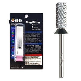 MagiBling Professional Small Barrel Nail Drill Bits Flat Top, 3/32'' Safety Tungsten Carbide Bits, Two-Way Rotation, Soft and Hard Gel Removal Polishing, Tech and Beginner Bits, Extra Coarse.