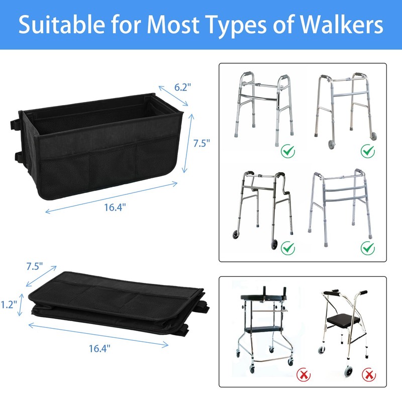 Ｄｏｒｃｙ Walker Basket Folding Walker Bag with Cup Holder and