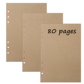 3 Packs A5 Blank Kraft Refill Paper, 240 Sheets 6 Holes Refill Paper Refillable Refill Paper Refill Pads for Notebook, Diary, Sketch, Painting