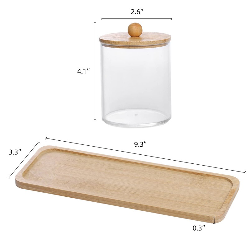 Tbestmax 10 Oz Cotton Swab/Ball/Pad Holder with Vanity Tray, Qtip