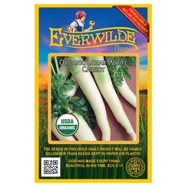 Everwilde Farms - 500 Organic Lunar White Carrot Seeds - Gold Vault Packet