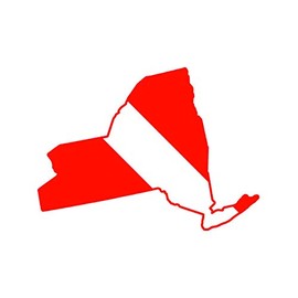 New York State Shaped Diver Down Flag Sticker Decal Self Adhesive FA Graphix Scuba Flag Diving Dive NY