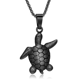 Sea Turtle Urn Necklace for Ashes for Women/Men Cremation Jewelry Memorial Jewelry Urn Locket Pendant Gifts (Black)