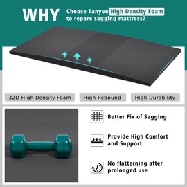 TANYOO Sagging Mattress Support Fix Sinking Beds High Density Foam Insert Pad for Sagging Bed Repair and Extends Life 60 x 25 x 2 Inches