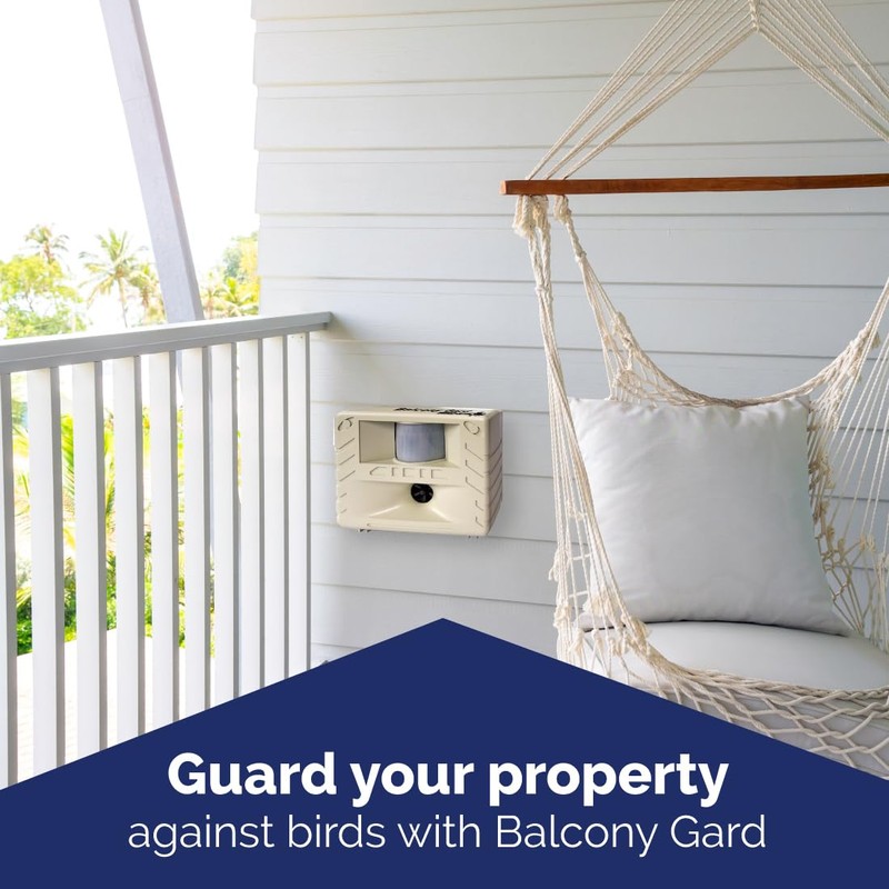 Bird-X Balcony Gard, Ultrasonic Bird Preventer, Outdoor Bird Decoy with