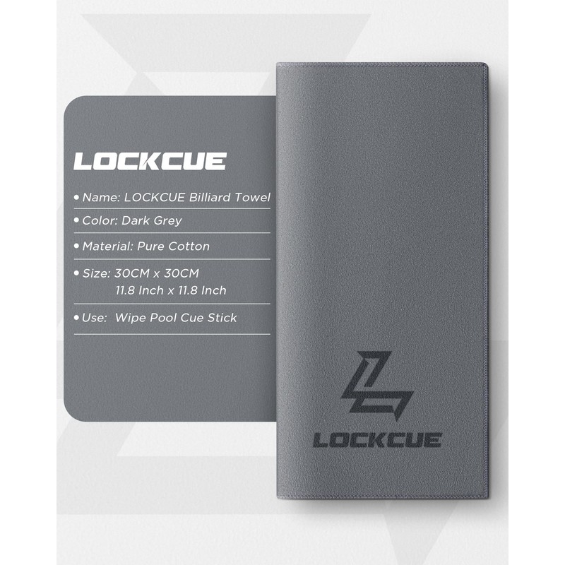 LOCKCUE Microfibre Towel 12"x12" Charcoal Grey