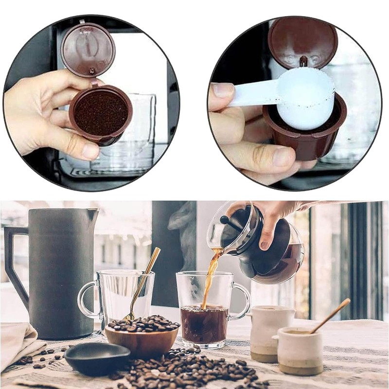 Reusable Coffee Pods,6 Pieces of Coffee Capsule Cups, with 1