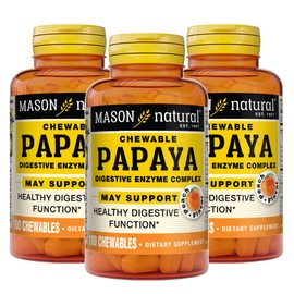 MASON NATURAL Papaya Digestive Enzyme Complex - Healthy Digestive Function, Promotes Nutrient Absorption, Peach Flavor, 100 Chewables (Pack of 3)