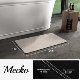 Bath Mat Rug, Rubber Non-Slip Quick Dry Absorbent Thin Bathroom Rugs Fit Under Door Bathroom Floor Mats-Shower Rug for in Front of Bathtub, Sink, Shower Room(Light Brown,16"x24")