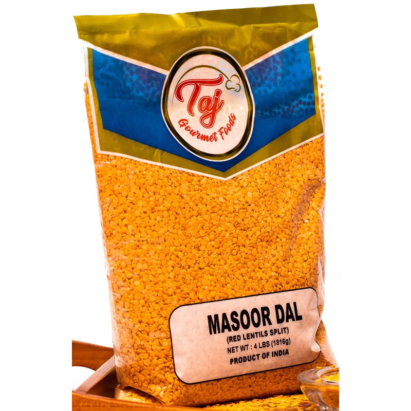 TAJ Premium Indian Masoor Dal, Red Lentils (4-Pounds)