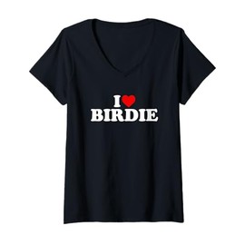 Womens I Love Birdie V-Neck T-Shirt