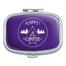 Happy Camper with Campfire Rectangle Pill Case Trinket Gift Box