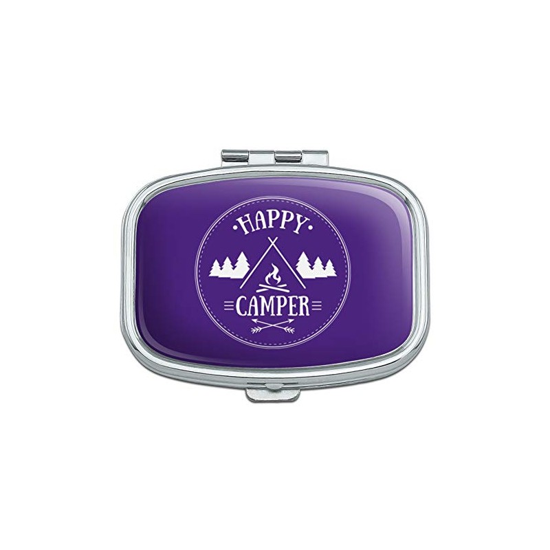 Happy Camper with Campfire Rectangle Pill Case Trinket Gift Box