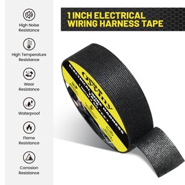 Oyviny Electrical Wire Harness Cloth Tape 1 Inch x 50 Feet Self-Adhesive Wire Loom Cloth Tape for Automobile Electrical and Engine Wire Noise Dampening, Wiring Harness Tape for Audio Wire Harness