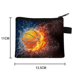 FAVORTALK Coin Purse Men Small Coin Purse with Basketball Print Portable Coin Pouch for Boys Basketball Fans Mini Change Bag for ID Card Credit Card Earphone, 14208