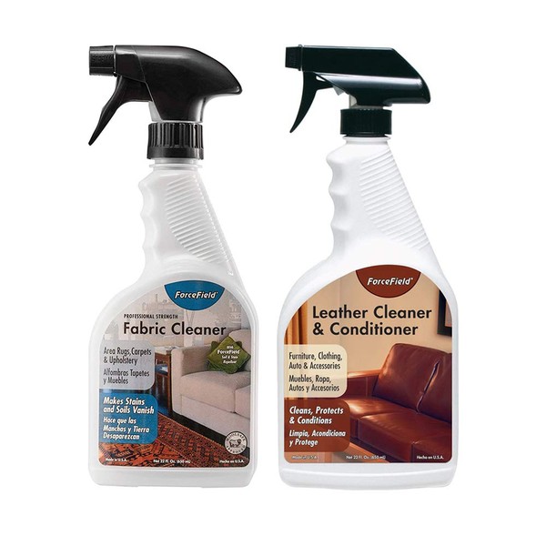 Bundle. ForceField - Fabric Cleaner - Remove, Protect, and Deep Clean - 22oz and ForceField Leather Cleaner and Conditioner