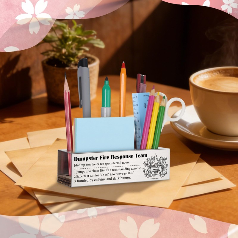 WINOESHE Stainless Steel Pencil Holder with Dumpster Fire Response Team