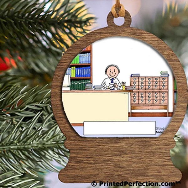 PrintedPerfection.com Personalized Librarian - Male Wooden Snow Globe Shaped Christmas