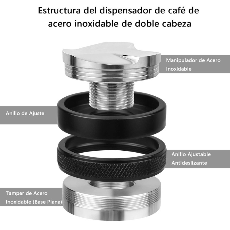 Tamper de Café, Profundidad Ajustable en Ambos Lados，Herramienta de Martillo