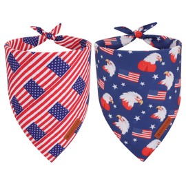 ADOGGYGO American Flag Dog Bandanas, Red Blue Patriotic Eagles USA Flag Scarf, Multi Size, 4th of July Bandana for Extra Large Dogs Pets (X-Large)