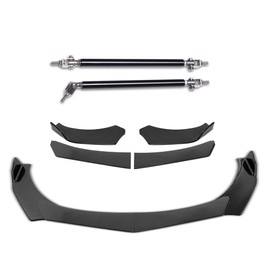 DREAMIZER Universal Front Bumper Lip Strut Rod Spoiler Wing Wide Body Kit Spoiler with Adjustable 8"-11" Support Splitter Rods (Black) - Carbon Fiber，Sharp Corner