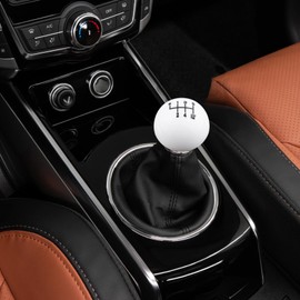 Abfer 6 Speed Shift Knob Upper Left R Gear Shift Knobs Ball Manual Stick Shifting Handle Fit for Car Vehicles (White)