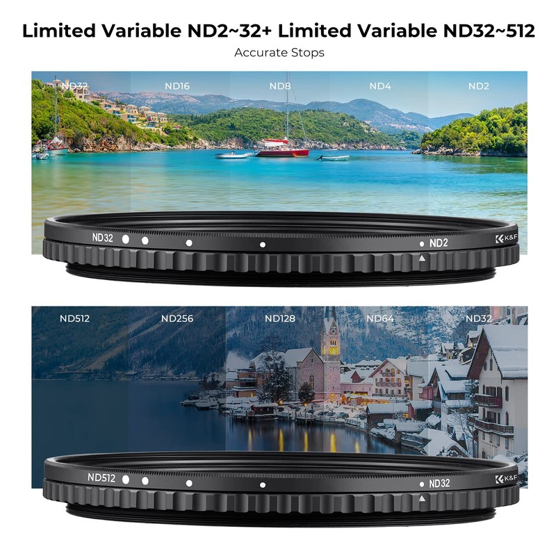 K&F Concept 72mm ND2-32 + ND32-512 Filter Kit Variable ND