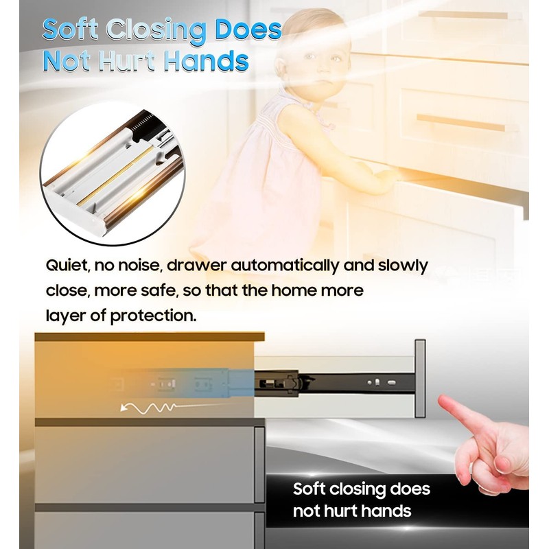 YENUO Soft Close Drawer Slides Full Extension Side Mount 12