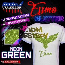 20"x120" (1.66FTx10FT) Lime Green Glitter Heat Transfer Vinyl Best HTV for Silhouettee Cameo and Cricut Sheet DIY Iron On Heat Press T-Shirt Clothes and Other Textiles