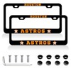 2Pcs Matte Black License Plate Frame for Astros,2 Holes Aluminum