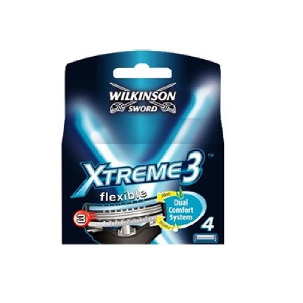 Wilkinson Sword Xtreme3, 4 Count Refill Razor Blades (Pack of 2) with FREE Loving Color trial size conditioner