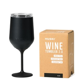 Huski Wine Tumbler 2.0 | NEW | Award-winning Design with Detachable Stem | Premium Stainless Steel Wine Glass with Lid | Triple Insulated Tumbler | 12oz Capacity | Great Gift (Black)