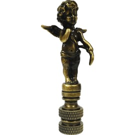 Lamp Finial-Cherub-Antique Brass Finish, Highly Detailed Metal Casting