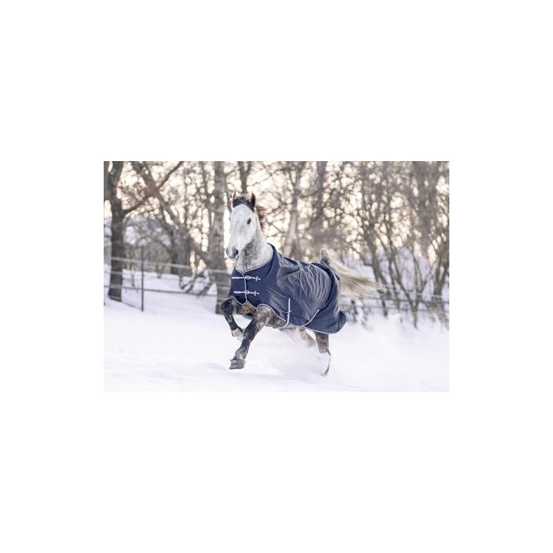 HKM Economic Turnout Blanket with Polar Fleece Lining, Dark Blue,