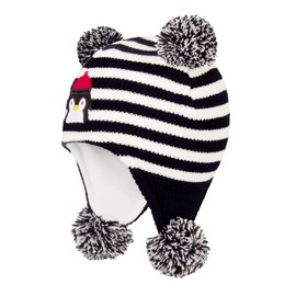 Durio Baby Hat Girls Boys Toddler Earflap Beanie Warm Knitted Hat Winter Hat with Bobble, black