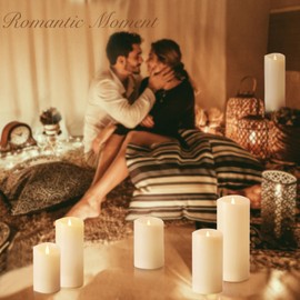 Softflame Flameless LED Candles with Remote Control, 4"x 10"Flickering 3D Moving Flame Battery Operated Candles in Real Wax Shell for Indoor Use, Home Decor Ivory