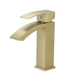 Luxury Brushed Gold  Zinc Alloy Body  Water Taps Bathroom Basin FaucetsColor: Brushed Gold SHORT, Surface Finishing: Other