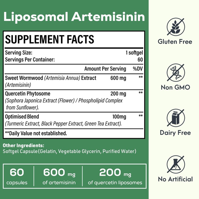 900 mg Liposomal Artemisinin for Maximum Absorption, Sweet Wormwood Extract(Artemisia