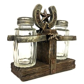 Bellaa 23288 Western Star Horseshoe Salt and Pepper Shakers Set Cowboy Vintage Rustic Farmhouse Barnes Ranch Cottage Lodge Dinner Table Kitchen Home Decor 6 inch