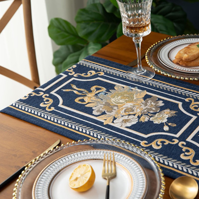Tassel Floral Table Runner Floral Soft Decorative Chenille Dustproof Table