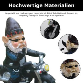 Cumnvulnt Gartenzwerg Motorrad Zwerge, 11.5 × 12.5 cm wasserdichte Statue Sonnenschutz Gartendeko Terasse Balkon Deko, Lustige Gartenzwerge für Außen Motorrad Geschenke für Männer