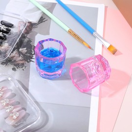 2 Pack Pink Dapping Dish for Nails Glass Nail Monomer, Pink Dish Cups for Nail, Glass Liquid Nails Bowls Liquids Holder Dampen Dishes Acrylic Powder Holder for Art Acrylic Liquid Manicure Care Tools
