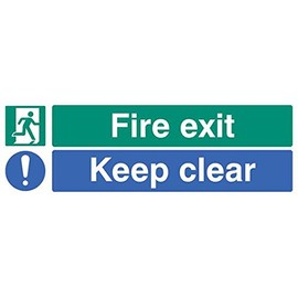 Sign, Fire Exit Keep Clear, Glow Rp, External Height 150mm, External Width 450mm, Sign Colour Multiple, Sign Legend Fire Exit Keep Clear, Sign Material Plastic - Photoluminescent, Sign Type Emergency