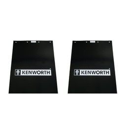 Kenworth Trucks 24" x 30" Black & White Glossy Poly Plastic Semi Truck Mud Flaps-Set of 2