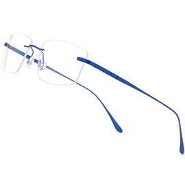 FONEX Titanium Glasses Frame for Men,Square Eyewear Full Optical Eyeglasses F85641 (8555 Blue)