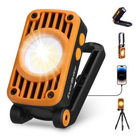 EverBrite COB Rechargeable Folding Work Light, 7 Lighting Modes, 1200 Lumens LED with 180° Adjustable Stand and Hanging Hook, Magnetic Base for Car Repair, Camping, Emergency, Job Site
