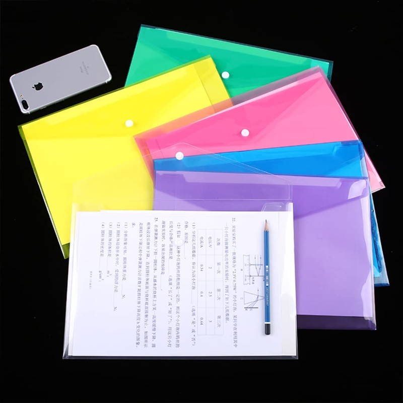 Plastic Wallets Folder - 12 Pack A4 Clear Document Folders