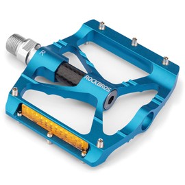 ROCKBROS Bicycle Pedals 9/16 "Aluminum Alloy MTB Pedals With Sealed Bearings and Reflector Non-slip Pedals Blue